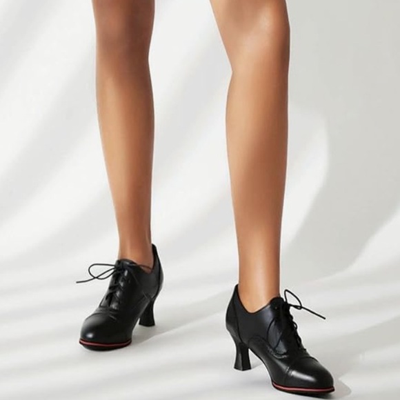 OXFORD🐝VICTORIAN STYLE KITTEN HEEL - Picture 4 of 12